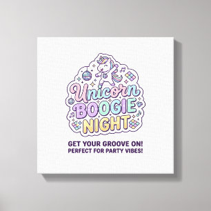 Einhorn Boogie Nacht Fette Typografie Grafik T-Shi Leinwanddruck