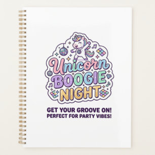 Einhorn Boogie Nacht Fette Typografie Grafik T-Shi Planer
