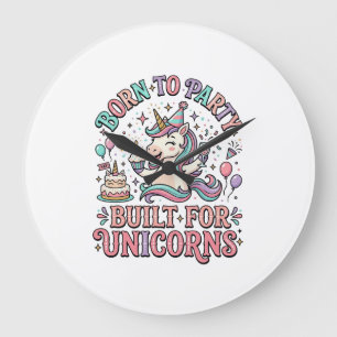 Einhorn Born to Party Für Einhörner Retro-Stil Große Wanduhr