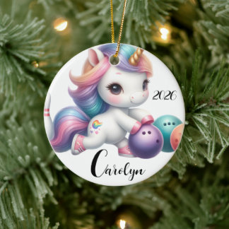 Einhorn Bowling personalisiert  Keramik Ornament