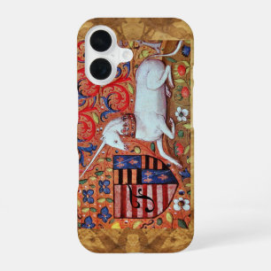 EINHORN Braunes Pergament-Monogramm iPhone 16 Hülle