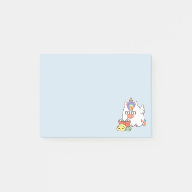 Einhorn-Bücherwurm Post-it Klebezettel (Vorderseite)