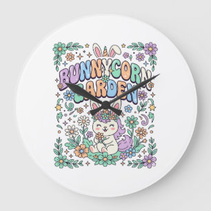 Einhorn Bunnycorn Garten Kawaii Schrift Design_ Große Wanduhr
