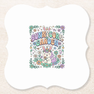 Einhorn Bunnycorn Garten Kawaii Schriftzug Design_ Untersetzer