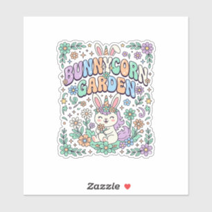 Einhorn Bunnycorn Garten Kawaii Typografie Design_ Aufkleber