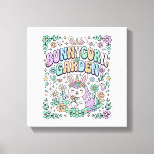 Einhorn Bunnycorn Garten Kawaii Typografie Design_ Leinwanddruck