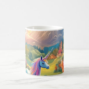 Einhorn-Burg-Landschaft-Tasse Märchen-Magie Kaffeetasse