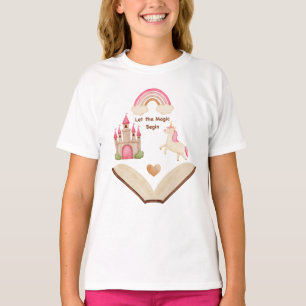 Einhorn-Burg Regenbogen Mädchen-Shirt Märchen T-Shirt