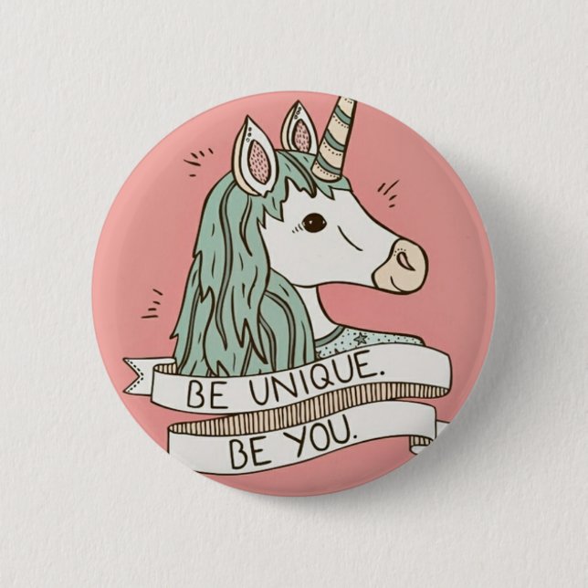 Einhorn Button 5,7 cm Rund (Vorderseite)