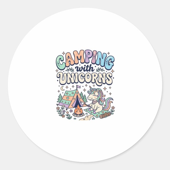 Einhorn Camping mit Einhörnern Kawaii Aufkleber un (Vorderseite)
