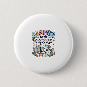Einhorn Camping mit Einhörnern Kawaii Aufkleber un Button
