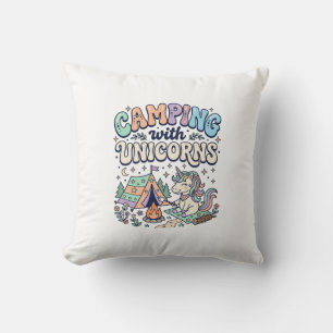 Einhorn Camping mit Einhörnern Kawaii Aufkleber un Kissen
