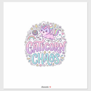 Einhorn Caticorn Chaos Süß Pastell Produkt Grafik Aufkleber