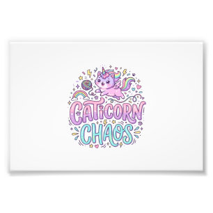 Einhorn Caticorn Chaos Süß Pastell Produkt Grafik Fotodruck