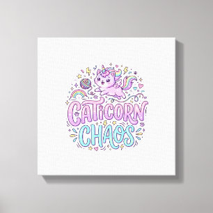 Einhorn Caticorn Chaos Süß Pastell Produkt Grafik Leinwanddruck