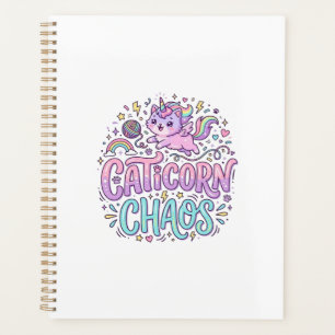 Einhorn Caticorn Chaos Süß Pastell Produkt Grafik Planer