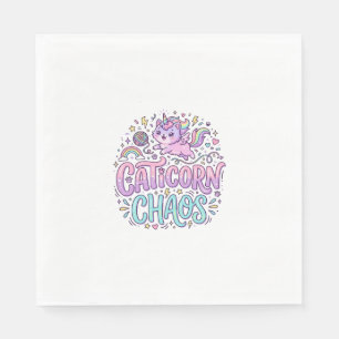 Einhorn Caticorn Chaos Süß Pastell Produkt Grafik Serviette