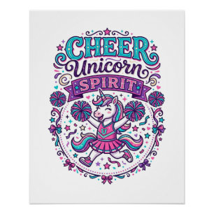 Einhorn Cheer Einhorn Geist Buntes POD Kunstwerk_ Poster