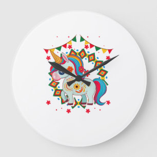 Einhorn Cinco De Mayo Party Süße Mexikanische Fies Große Wanduhr