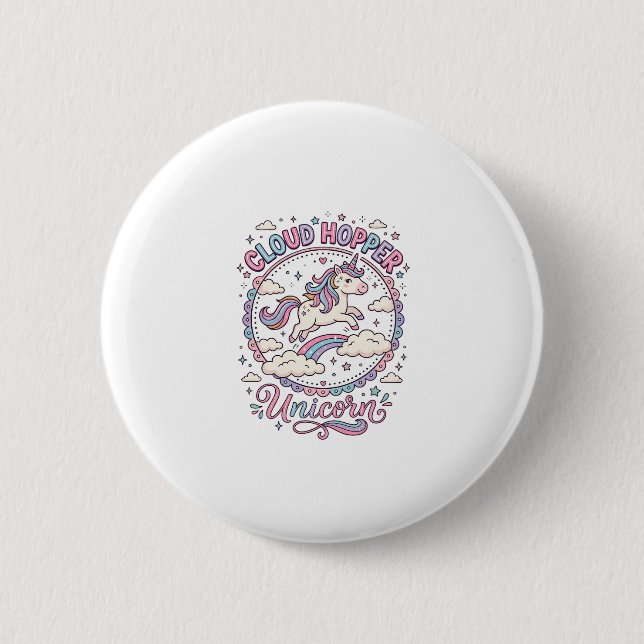 Einhorn Cloud Hopper Einhorn Spielerei Süßes Gesch Button (Vorderseite)