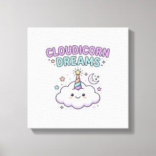 Einhorn Cloudicorn Träume Trendiges Grafik T-Shirt Leinwanddruck