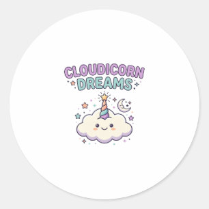 Einhorn Cloudicorn Träume Trendiges Grafik T-Shirt Runder Aufkleber
