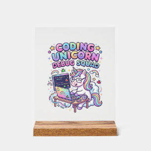 Einhorn Coding Einhorn Debug Squad Charmanter Mark Acrylschild