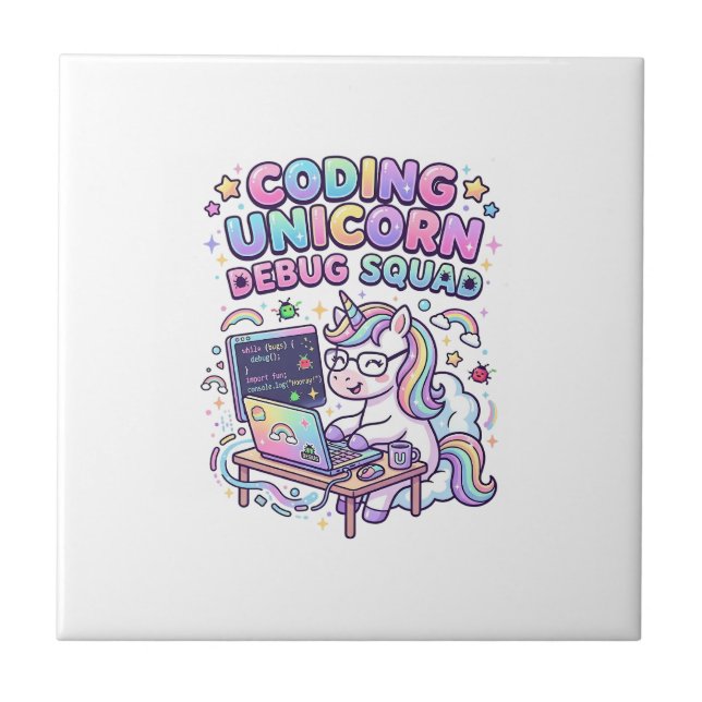 Einhorn Coding Einhorn Debug Squad Charmanter Mark Fliese (Vorderseite)
