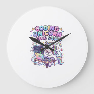 Einhorn Coding Einhorn Debug Squad Charmanter Mark Große Wanduhr