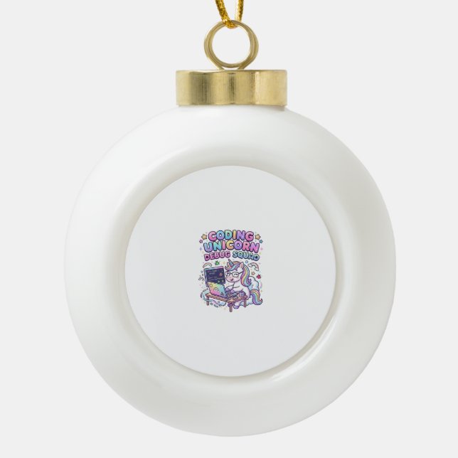 Einhorn Coding Einhorn Debug Squad Charmanter Mark Keramik Kugel-Ornament (Vorderseite)