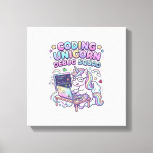 Einhorn Coding Einhorn Debug Squad Charmanter Mark Leinwanddruck