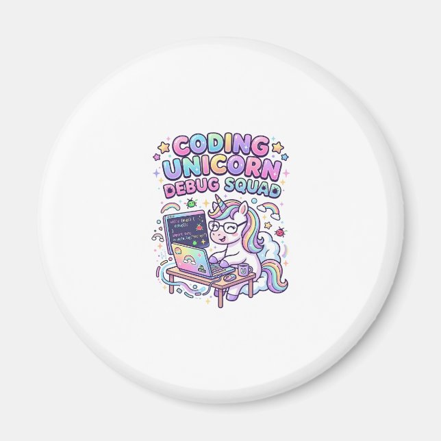 Einhorn Coding Einhorn Debug Squad Charmanter Mark Magnet (Vorne)