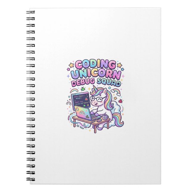 Einhorn Coding Einhorn Debug Squad Charmanter Mark Notizblock (Vorderseite)