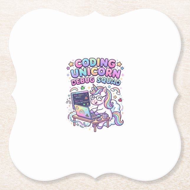 Einhorn Coding Einhorn Debug Squad Charmanter Mark Untersetzer (Vorderseite)