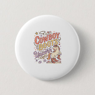 Einhorn Cowboy-Stiefel Einhorn Whimsical Zazzle De Button