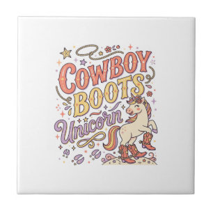 Einhorn Cowboy-Stiefel Einhorn Whimsical Zazzle De Fliese
