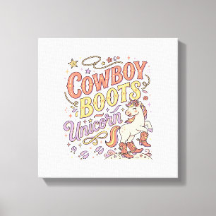 Einhorn-Cowboy-Stiefel Einhorn Whimsical Zazzle De Leinwanddruck