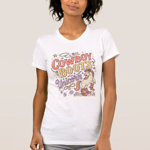 Einhorn-Cowboy-Stiefel Einhorn Whimsical Zazzle De T-Shirt