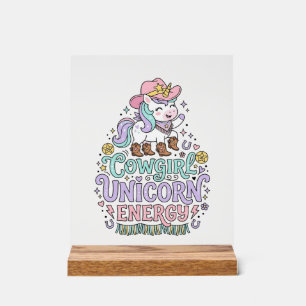 Einhorn Cowgirl Einhorn Energie Süß Pastell Produk Acrylschild