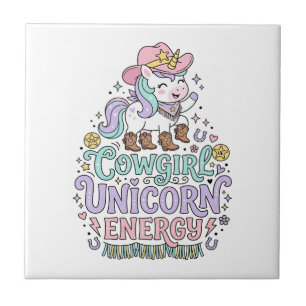 Einhorn Cowgirl Einhorn Energie Süß Pastell Produk Fliese