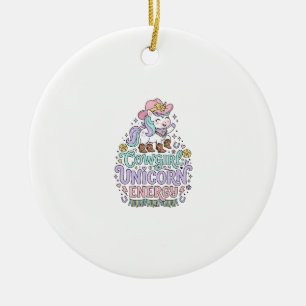 Einhorn Cowgirl Einhorn Energie Süß Pastell Produk Keramik Ornament