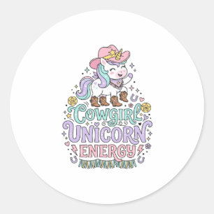 Einhorn Cowgirl Einhorn Energie Süß Pastell Produk Runder Aufkleber
