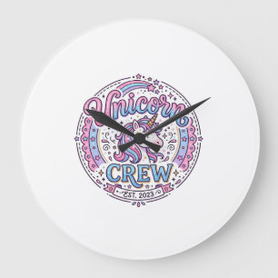 Einhorn-Crew lustiger Druck auf Anfrage Design_1 Große Wanduhr