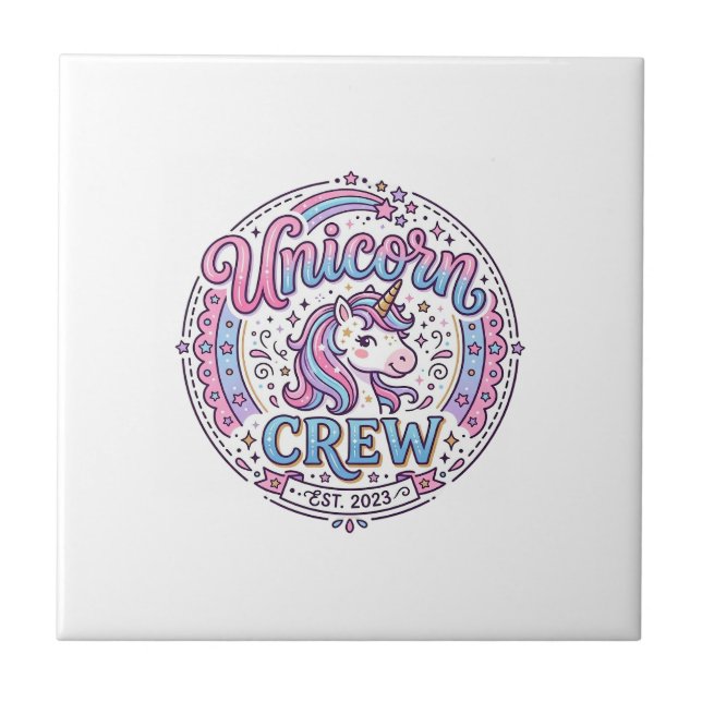 Einhorn-Crew lustiger Print-on-Demand-Design_1 Fliese (Vorderseite)