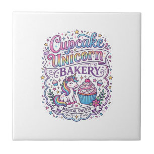 Einhorn Cupcake Einhorn Bäckerei Weißer Hintergrun Fliese