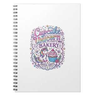 Einhorn-Cupcake Einhorn-Bäckerei Weißer Hintergrun Notizblock