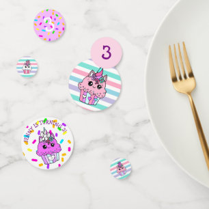 Einhorn-Cupcakes und Streusel Mädchen-Geburtstag Konfetti