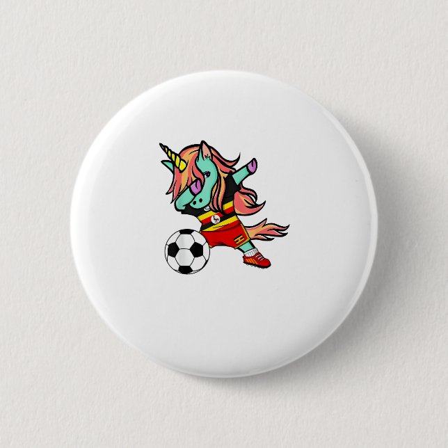 Einhorn Dab Uganda Fußballtrikot Ugandisches Fußba Button (Vorderseite)