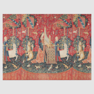 EINHORN, DAME PLAYING ORGAN rotes Blumen Seidenpapier