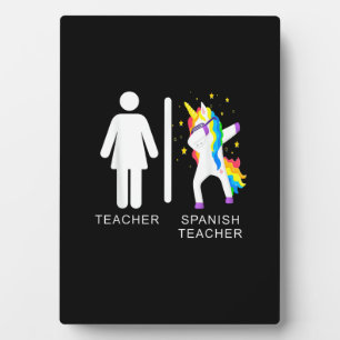 Einhorn Damen Spanischlehrer Dabbing lustiger Span Fotoplatte
